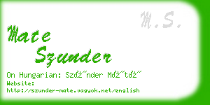 mate szunder business card